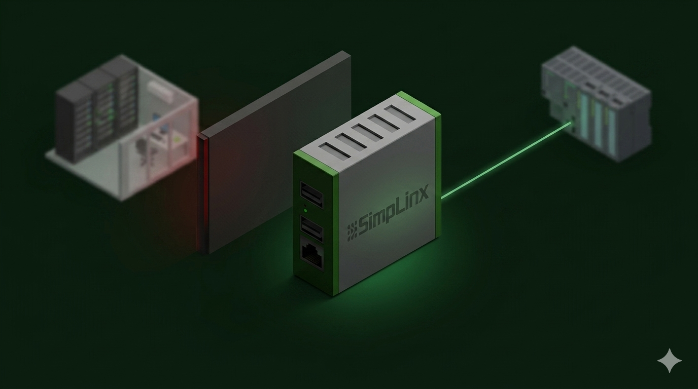 Simplinx Bridge Mode — machine isolated, only permitted connections allowed